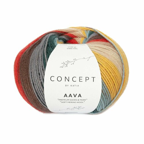 Katia Aava Socks (201 Green blue-Red-Yellow-Beige)