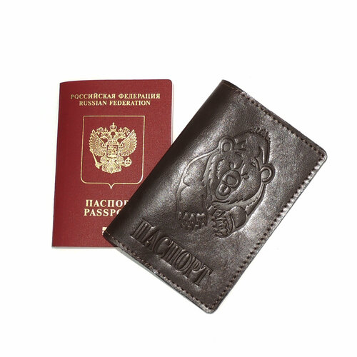 Обложка для паспорта Kalinovskaya Ом-62, коричневый кожаная обложка на загранпаспорт коричневая