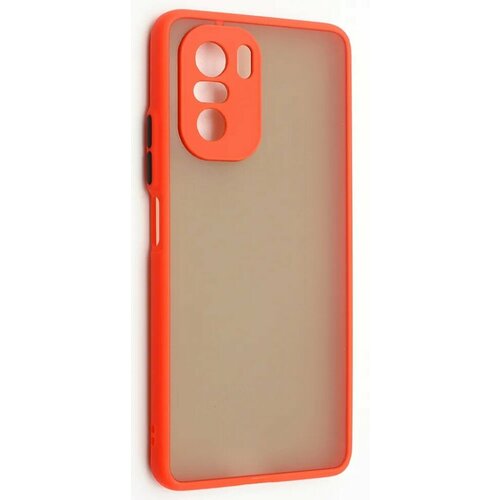 Накладка пластиковая матовая для Poco F3 / Xiaomi MI 11i с силиконовой окантовкой красная