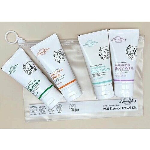 Grace Day Набор дорожный для волос и кожи головы, Travel Kit, (Conditioner, Shampoo, Bodywash, Bodylotion), 70 мл, 4 шт в уп