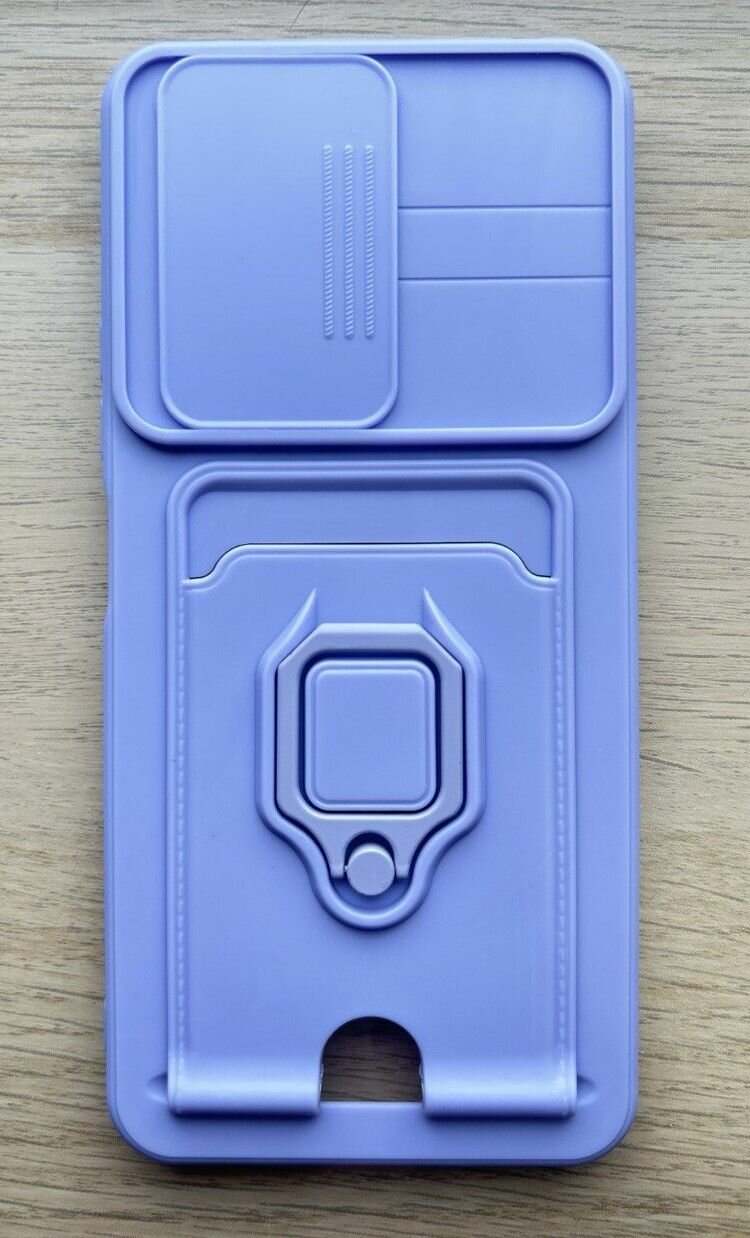 Чехол для Redmi 13C силиконовый противоударный / кольцо держатель / с карманом для карт / слайд-шторкой для камеры