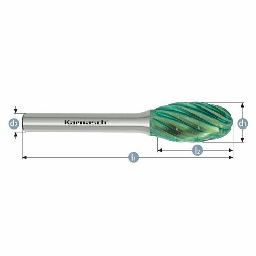 Борфреза E (овал) Karnasch, 16х25х6х70 мм, HP-3 PRO, Green-Tec