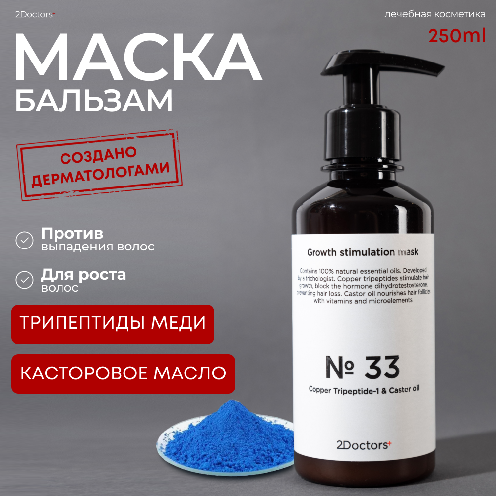 Маска-бальзам №33 "Трипептиды меди" для роста и против выпадения волос, 250мл