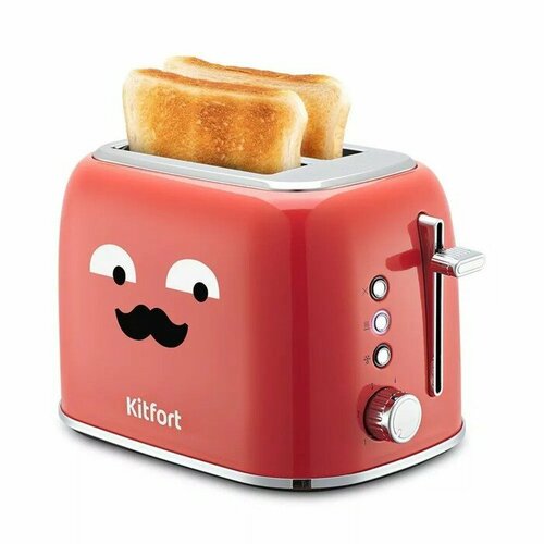 Тостер Kitfort КТ-6218-1, 870 Вт, 6 режимов прожарки, 2 тоста, красный beko тостер tam8402w cosmopolis 870 вт