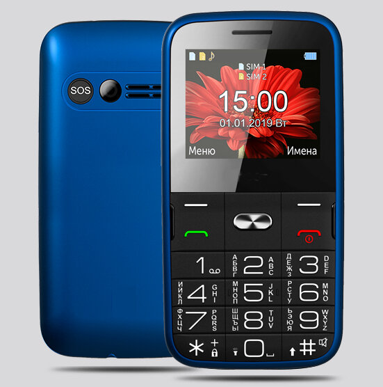 Телефон teXet TM-B227, 2 SIM, синий