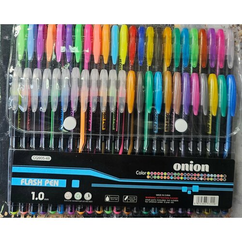 Цветные гелевые ручки 48 штук ZUIXUA 10 мм глиттерные с блесткам металлик пастельные неоновые флуоресцентные 1350₽