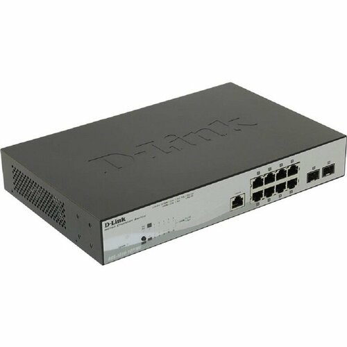 D-Link SMB Сетевое оборудование D-Link DGS-1210-10P/ME/B1A Управляемый L2 коммутатор с 8 портами 10/100/1000Base-T и 2 портами 1000Base-X SFP (8 портов PoE 802.3af/at, PoE-бюджет 78 Вт)