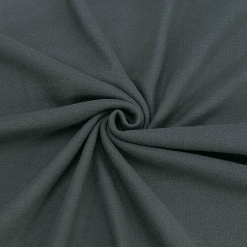 Флис ткань для шитья и рукоделия 130 гр/м2 подкладочный, Отрез - 150х200 см, цвет Темно-серый (двусторонний)