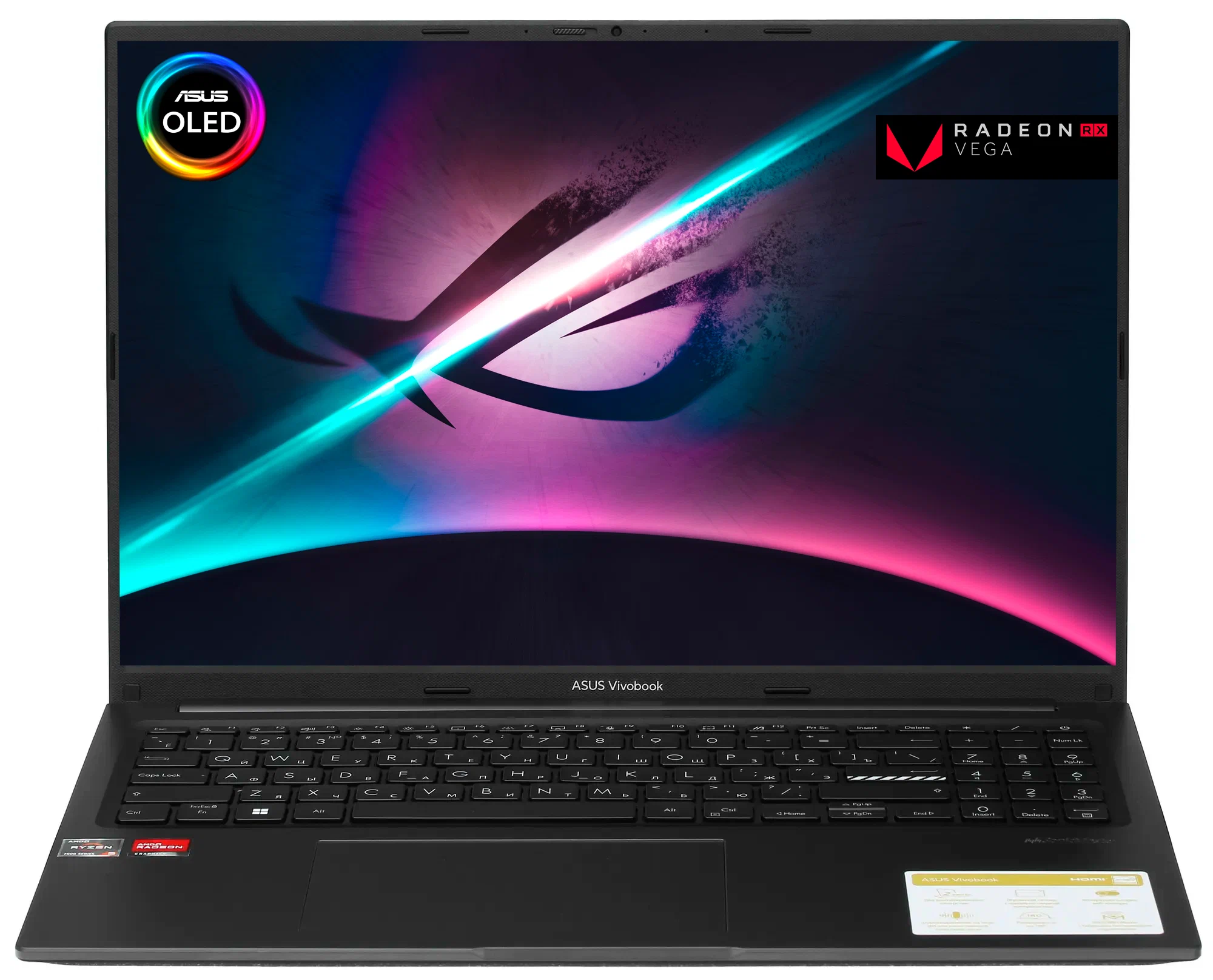 15.6" Ноутбук ASUS Vivobook 15X OLED, AMD Ryzen 5 7530U (2.0 ГГц), RAM 16 ГБ, SSD 512 ГБ, AMD Radeon RX Vega 7, Windows 11 + Office, Русская раскладка