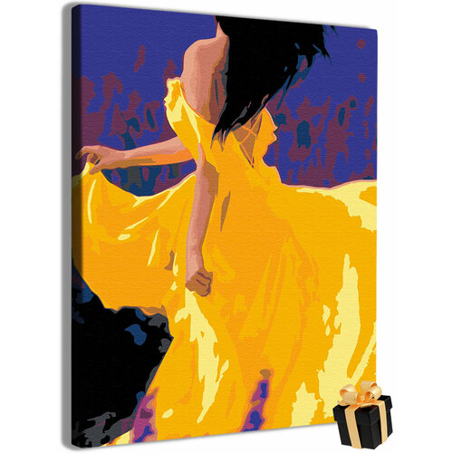 картина по номерам две картинки colibri девушка в поле алых тюльпанов Картина по номерам Девушка в желтом платье сиреневое поле