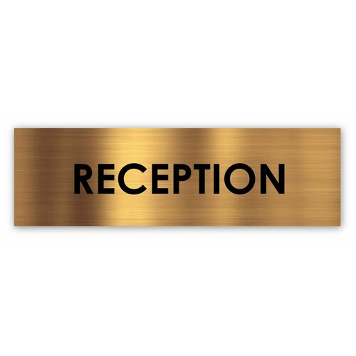 Reception табличка на дверь Standart 250*75*1,5 мм. Золото нотариус табличка на дверь standart 250 75 1 5 мм золото