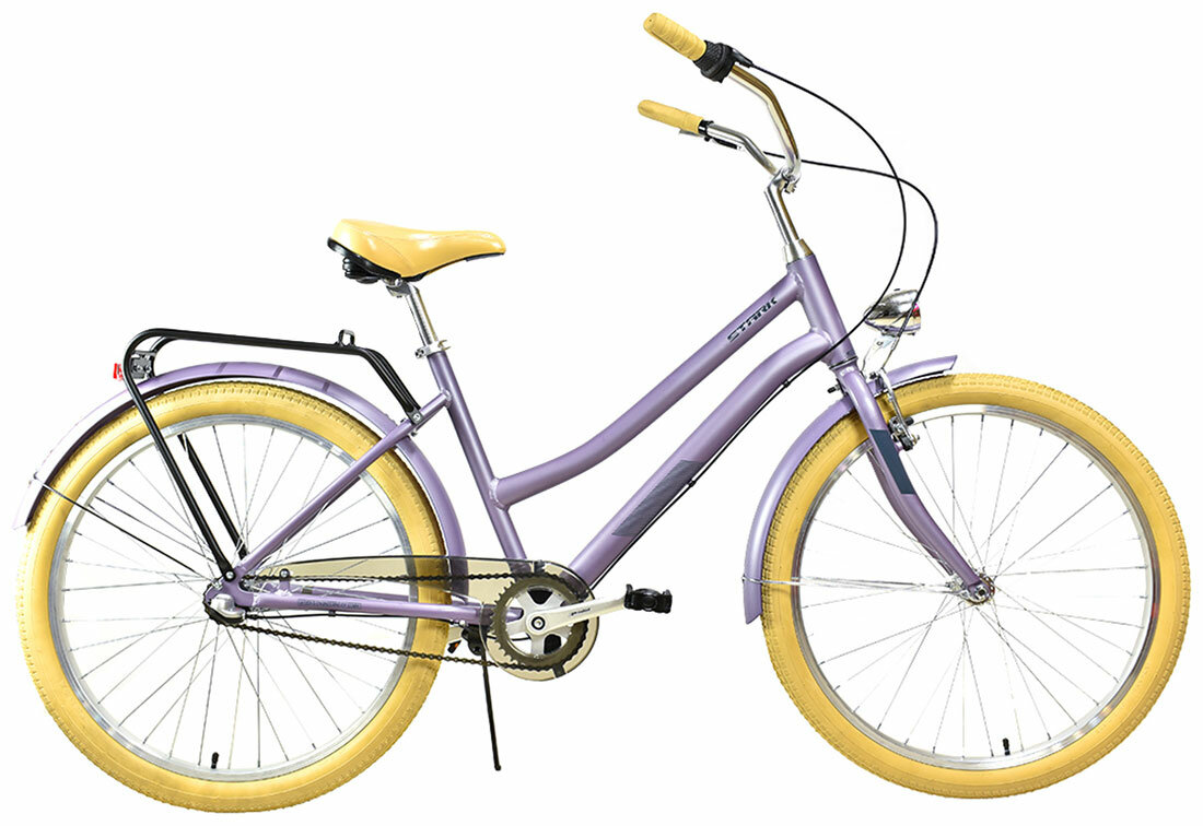Велосипед Stark Comfort Lady, 3 speed, сиреневый матовый металлик/серый/бежевый, 16 (HQ-0014075)