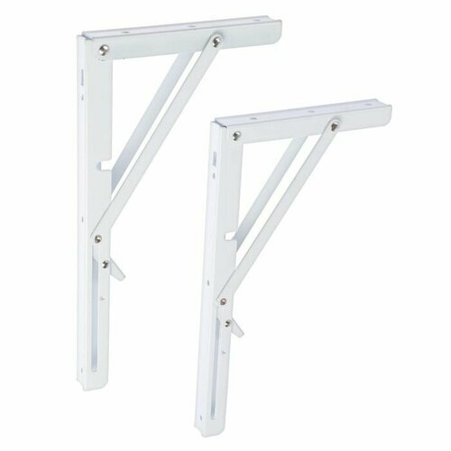 Кронштейн складной для столов и полок 2 шт длина 300 мм сталь цвет белый 1500₽