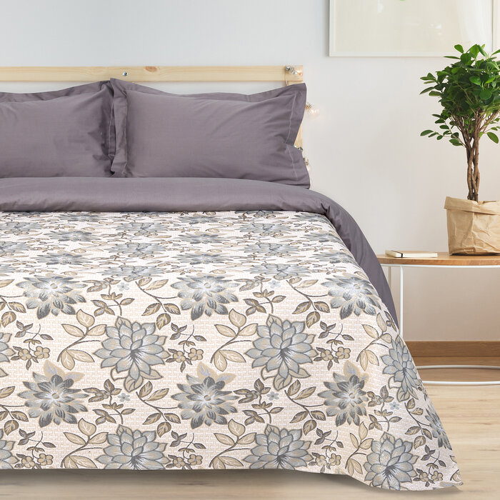 фото Покрывало гобеленовое Этель Роскошь , серебряный, 140х200 см, пэ 80%, хл 20% (450 гм)