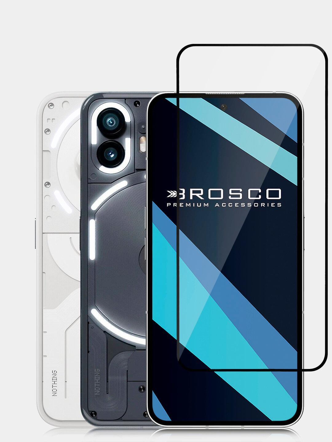 Защитное стекло ROSCO для Nothing Phone (2A) (Насинг фон 2А), противоударное стекло, олеофобное покрытие, прозрачное стекло, с черной рамкой