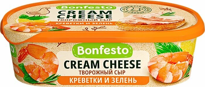 Сыр Bonfesto Кремчиз креветки с зеленью 65% 140г