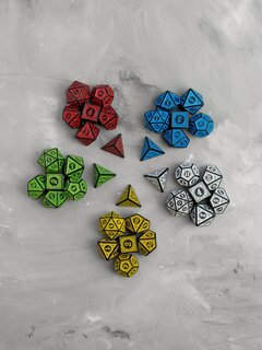 Изображение товара Кости игральные, дайсы, кубики для DnD (ДнД) Набор из 5 цветов