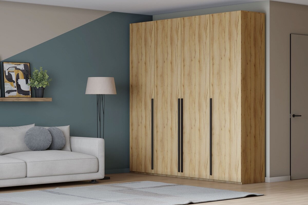 фото Шкаф распашной Лорена Пакс-3 с антресолью Графит 150x50x300 серый трехдверный для одежды