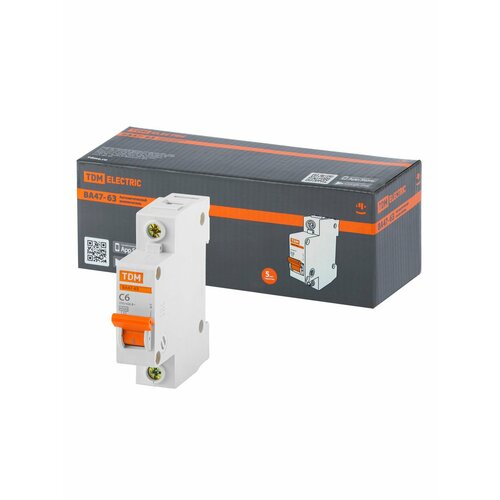 Выключатель автоматический TDM ВА47-63 1 полюс 6А 599₽