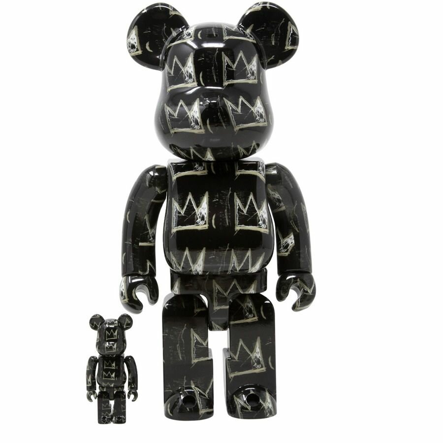 Дизайнерская игрушка медведь BearBrick "Жан-Мишель Баския". Коллекционная редкая игрушка 28 см