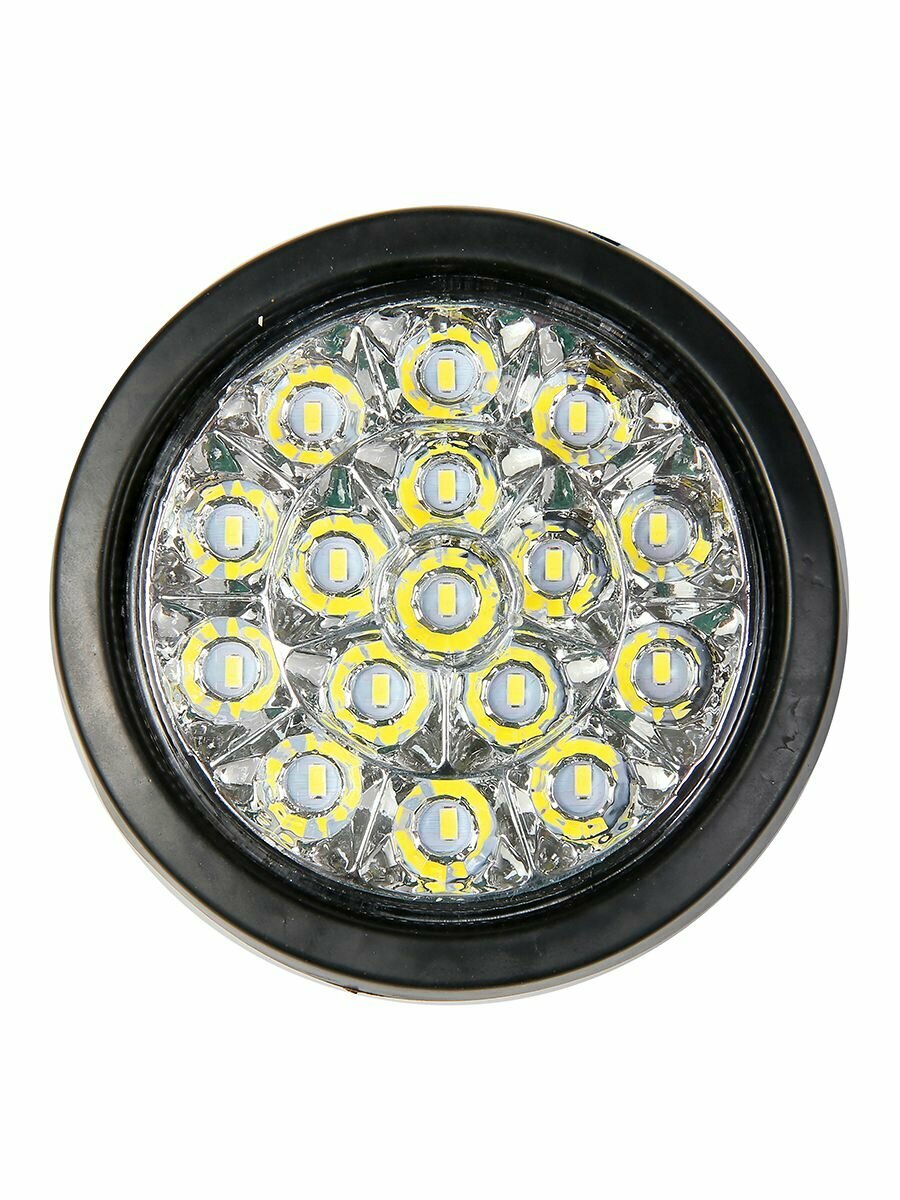 фото Светодиодный фонарь Белый 12-24В задний для грузовика или прицепа (Стоп Поворотник Задний Ход) круглый