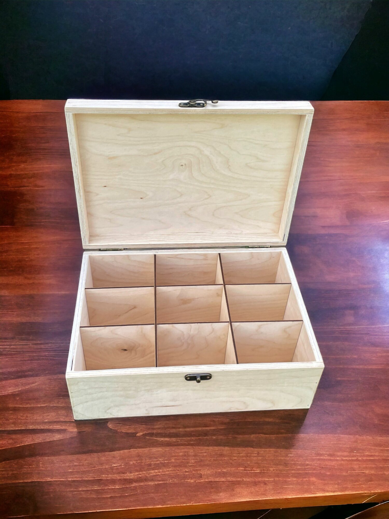 Ящик деревянный с перегородками, 35х25х11 см, 9 секций, шкатулка большая, с ячейками