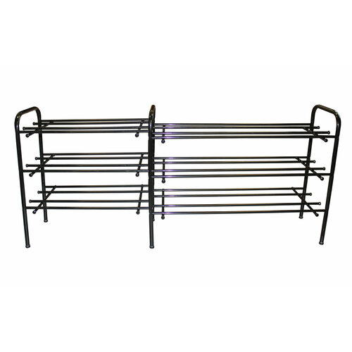 Обувница металлическая, 3 полки, черный