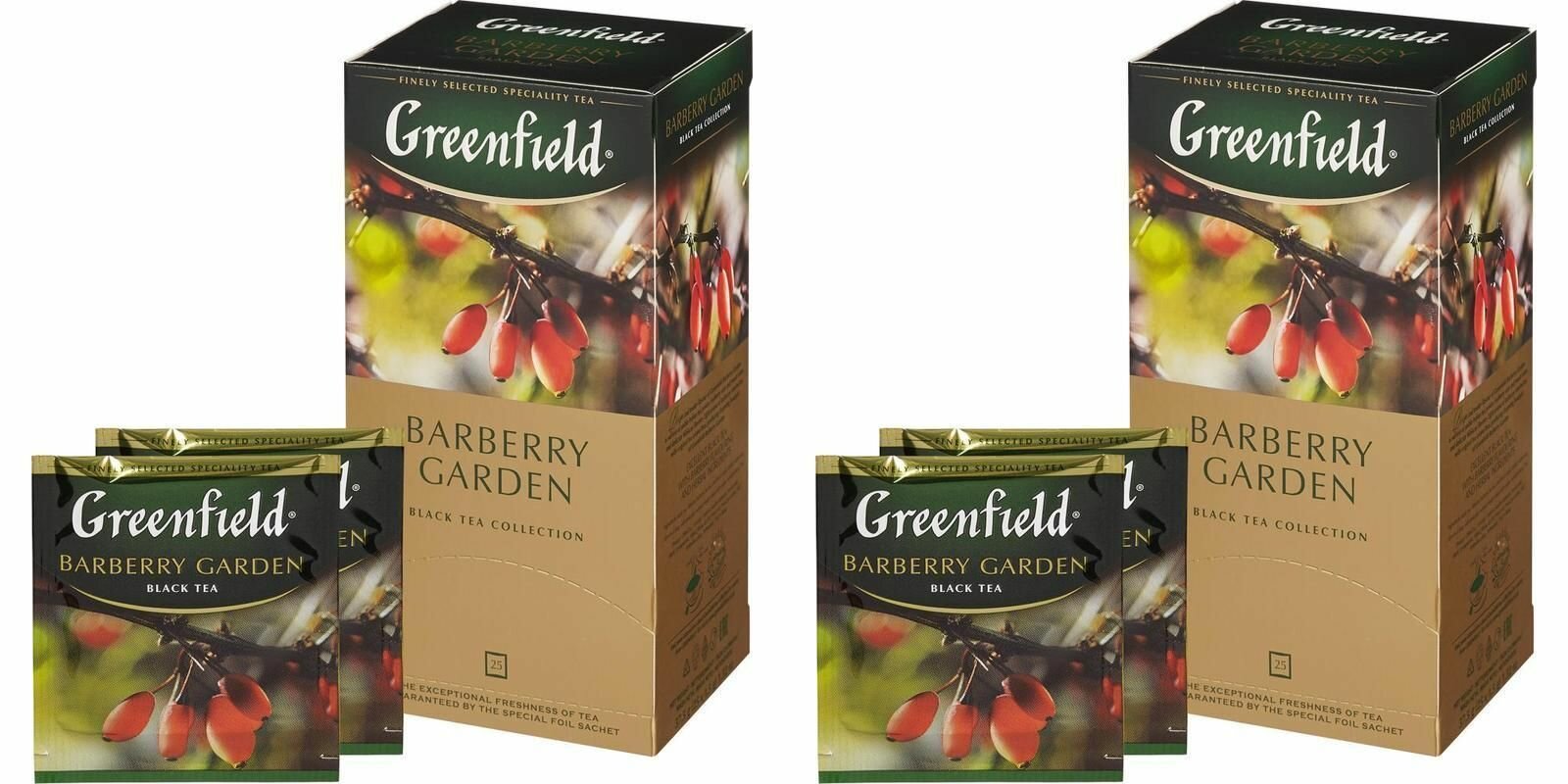 Greenfield Чай черный Barberry Garden 25 пакетиков по 15 г 2 уп