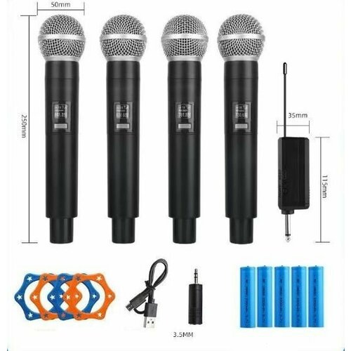 Вокальная радиосистема радиомикрофоны для караоке из 4 микрофонов для живого вокалаконцертовконференцийрок концертов и тд 500000₽