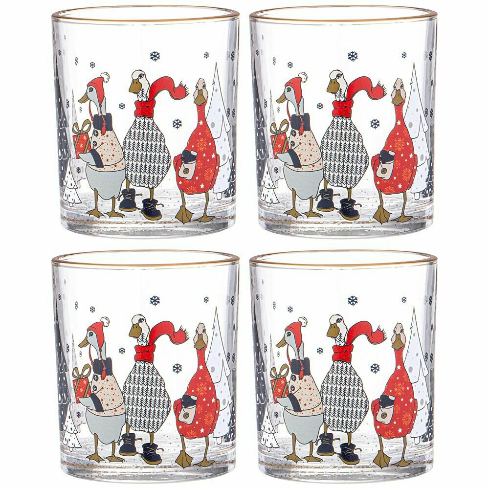 Набор новогодних стаканов Agness "Family Farm Christmas" 310 мл 4 шт. — фото 1