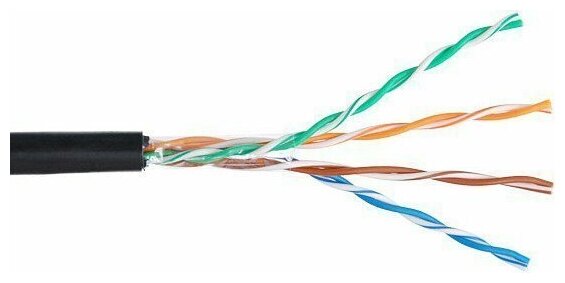 Кабель NETLAN EC-UU004-5E-PE-BK U/UTP 4 пары, Кат.5е, 100МГц, одножильный, внешний, PE -40C, черный, 305м — фото 1