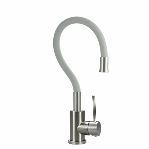 Смеситель для кухни с гибким серым изливом, сатиновый
