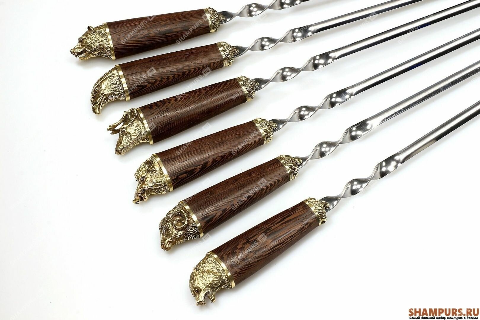 Набор шампуров без чехла - Разные звери (объемная рукоять)