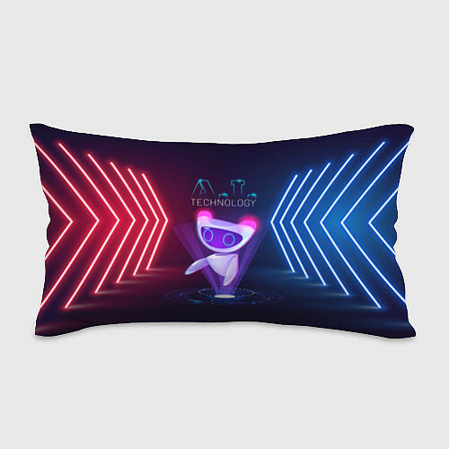Искусственный интеллект AI technology неоновый све Прямоугольная подушка