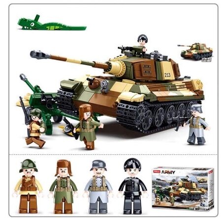 Конструктор Sluban Немецкий танк King Tiger / Jagdtiger, 2 в 1, 930 дет. M38-B0980