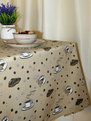Изображение товара Скатерть на стол для кухни прямоугольная, 200*145 см, водо и пятноотталкивающая пропитка, хлопок/пэ 5151/1