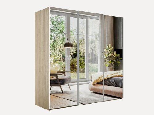 Изображение товара Шкаф-купе Эста 3-х дверный Зеркала 270х66х240, Е1, Дуб Бардолино