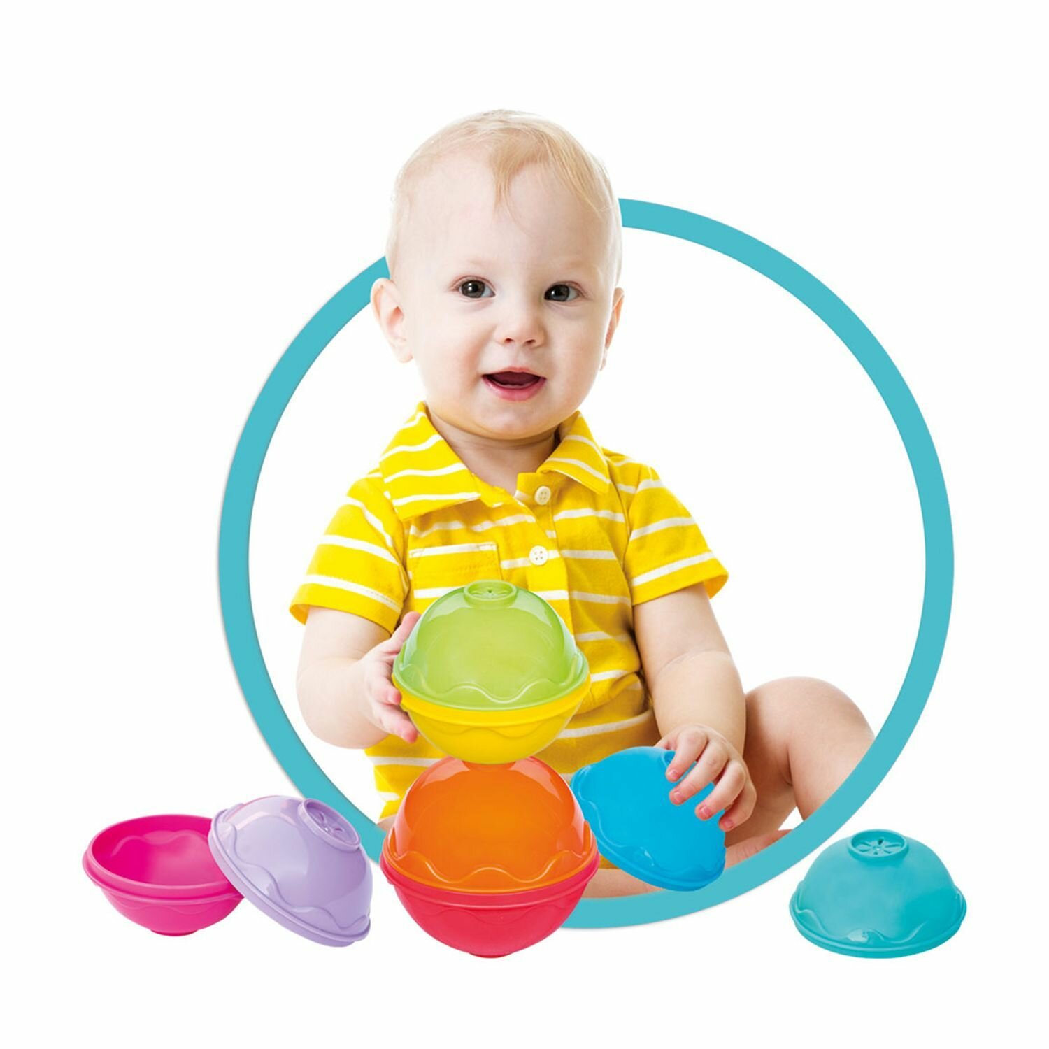 Логическая пирамидка 4в1, тарелочки-шарики — фото 1