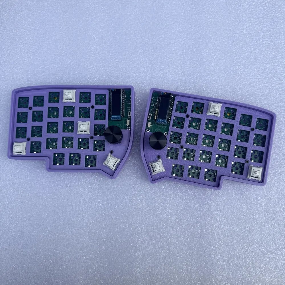 Комплект разделенной клавиатуры Lily58 Pro, изготовленная на заказ 4x6, проводная Bluetooth 5,0, двухрежимная клавиатура PETG с возможностью горячей замены ZMK MX/Kailh, комплект клавиатуры с переключателем, Lily58pro purple Kit, No switch and keycap