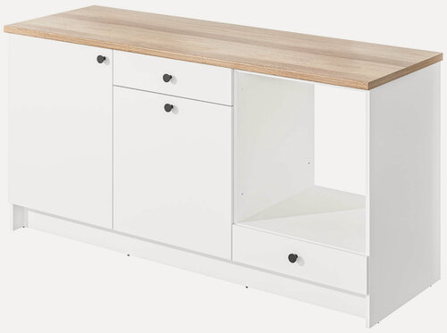 Изображение товара Шкаф кухонный напольный Candy ModulE, с ящиками, секцией под духовку и столешницей, 180x61x91см (TD0053874RU), белый матовый