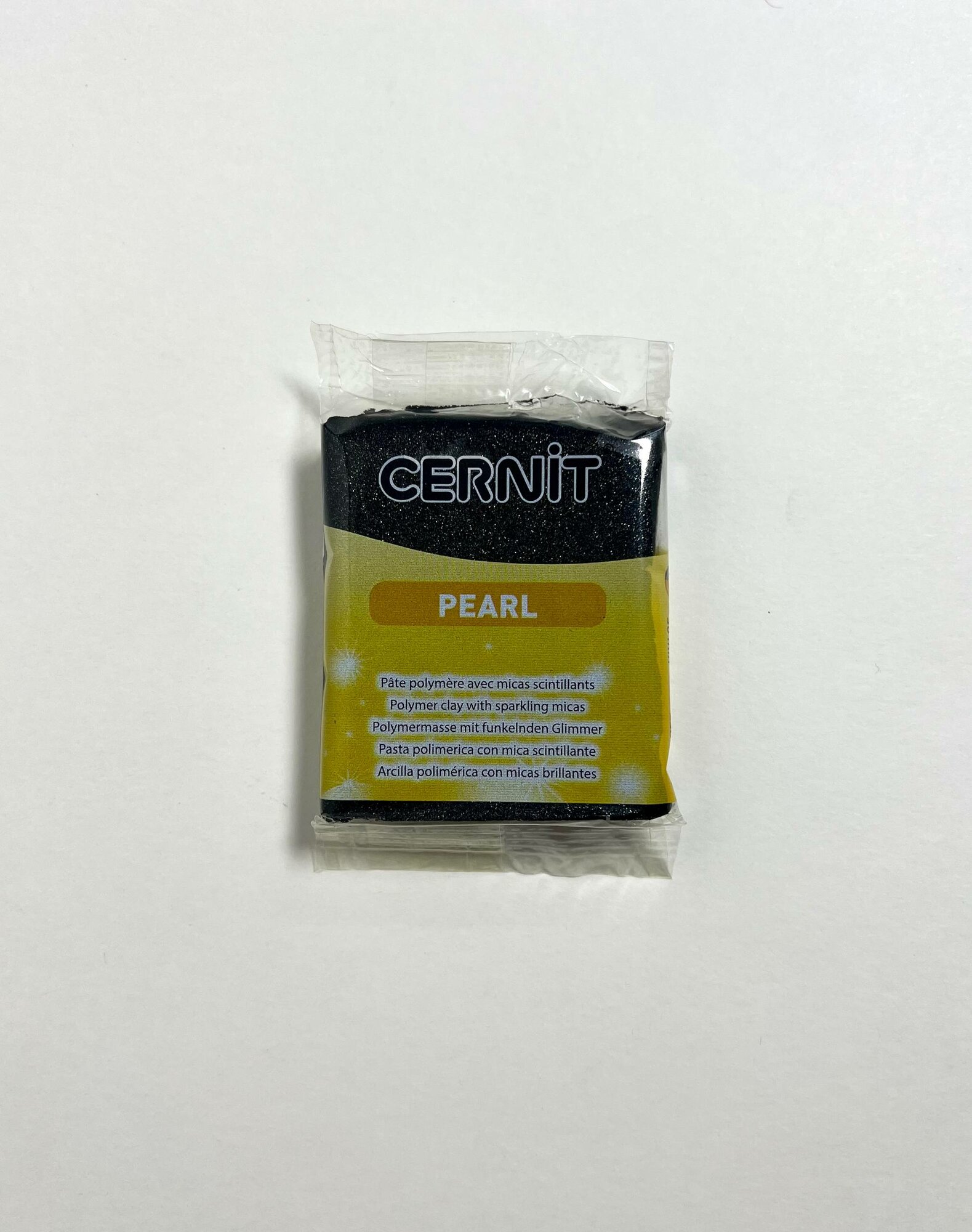 Полимерная глина Cernit "Pearl black", цвет чёрный глиттер, 56 грамм для лепки из полмерной глины