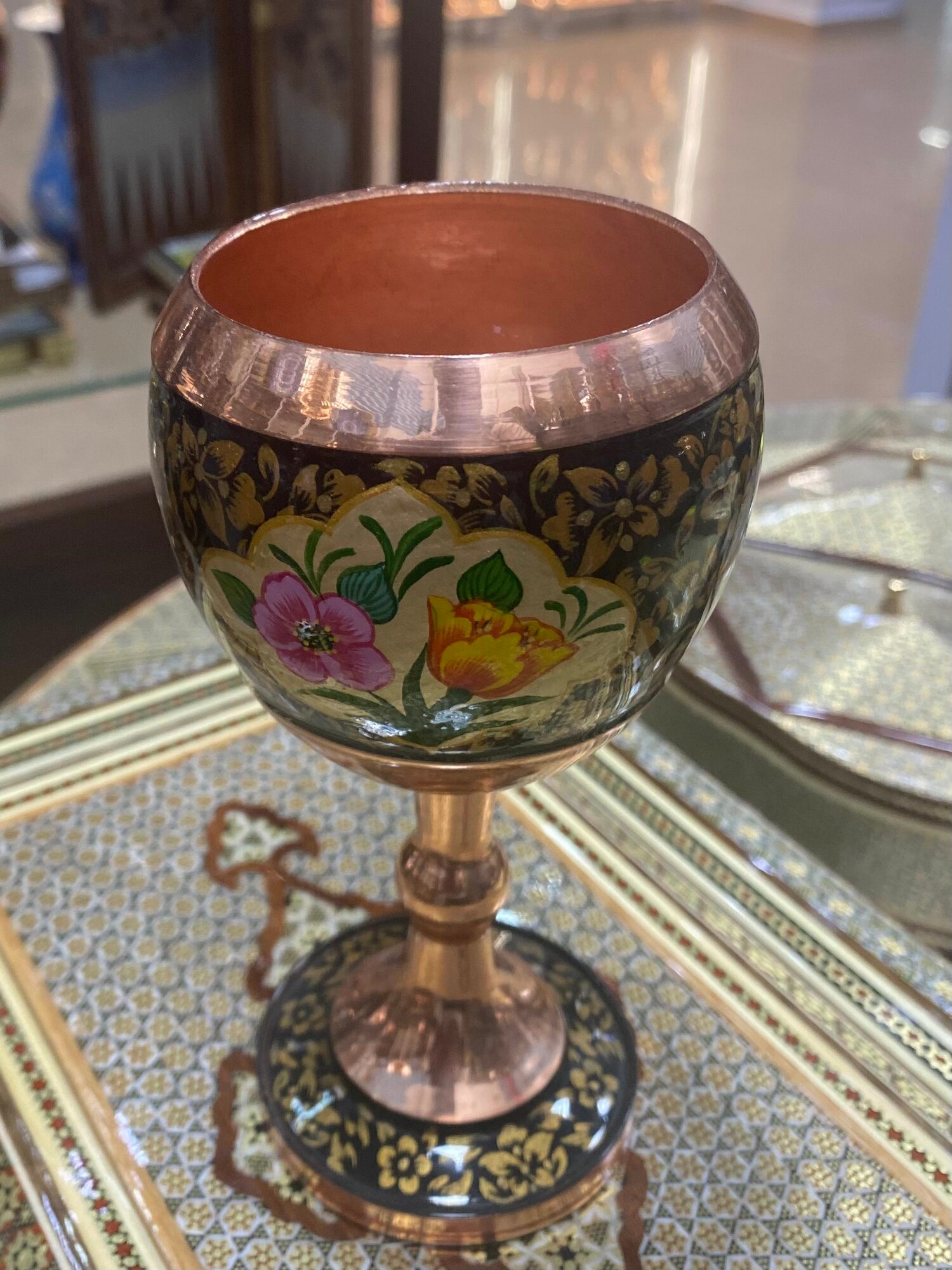 Бокал "Большой Ташир", ручная работа, медь, 150мл, золотой/черный — фото 1