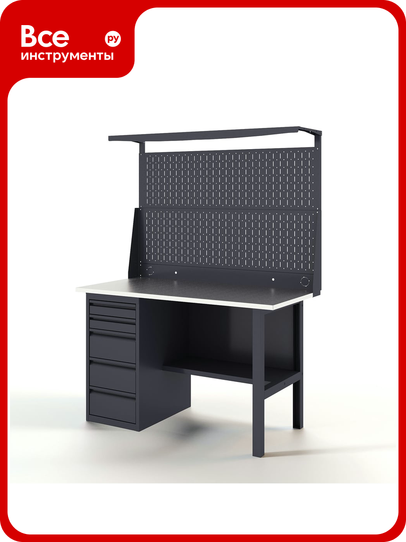 Верстак-стол с перфопанелью двойной GREENBERG с ящиками 1400 мм VERSTAK_Y1_Р2_1400