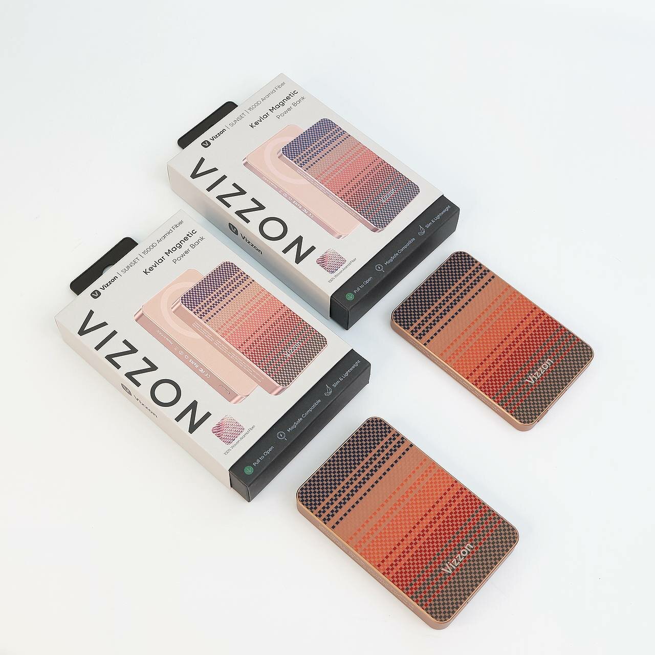 Внешний аккумулятор Vizzon Kevlar Magnetic Power Bank 10000 мА·ч совместим быстрая зарядка 20 Вт светодиодный индикатор