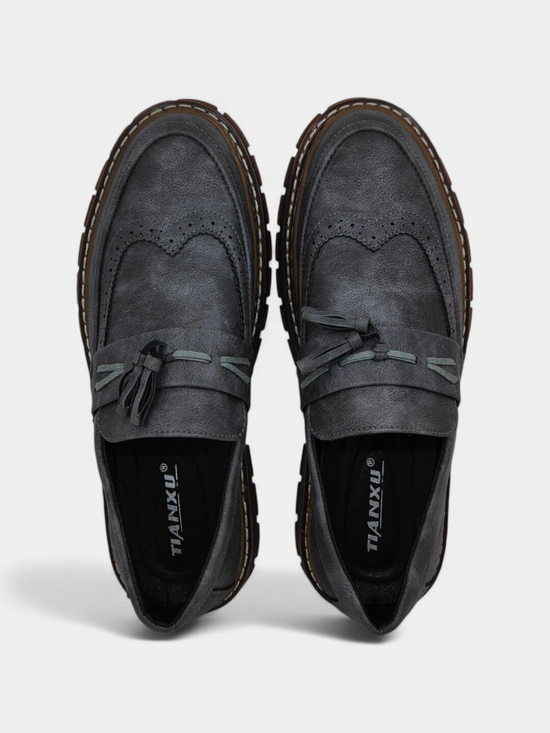 Лоферы  Туфли мужские Solid Step, из экокожи, водонепроницаемые, размер 38 39 40 41 42 43, бордовый, коричневый, черный, серебряный, красный, оранжевый, серый — фото 1