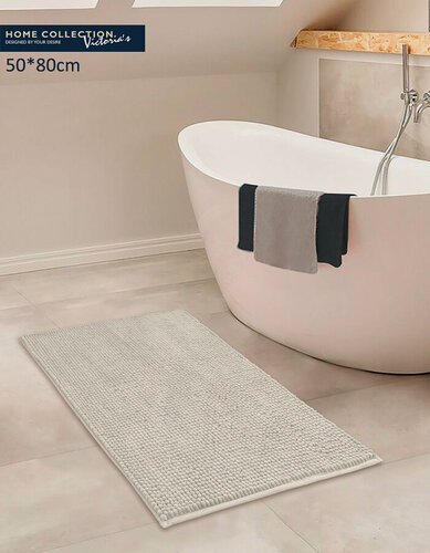 Изображение товара Коврик 50х80см для ванной комнаты нескользящий бежевый, премиум микрофибра