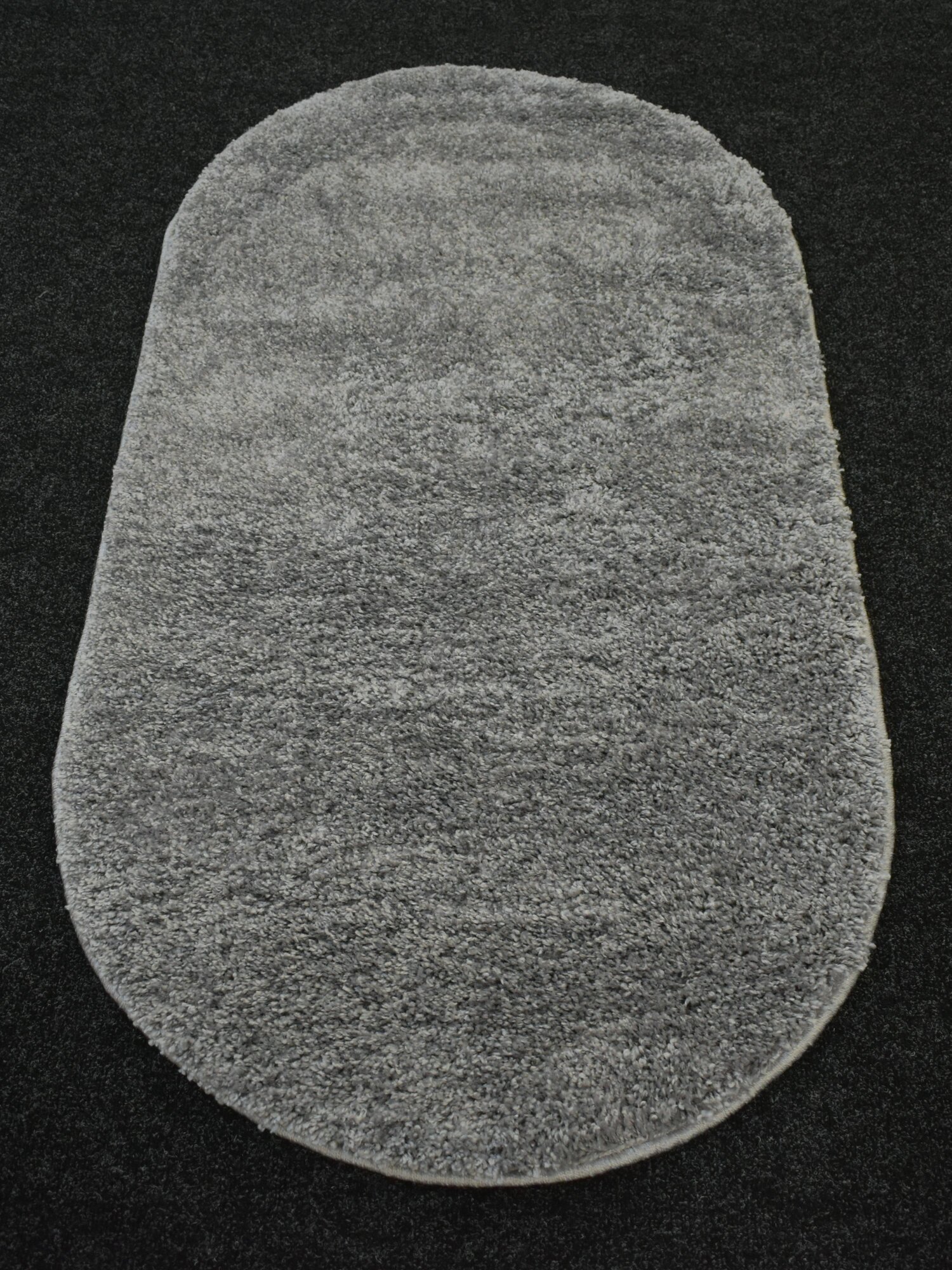 Ковер на пол овальный пушистый прикроватный в спальню гостиную детскую на кухню серый 0.8*1.5 м