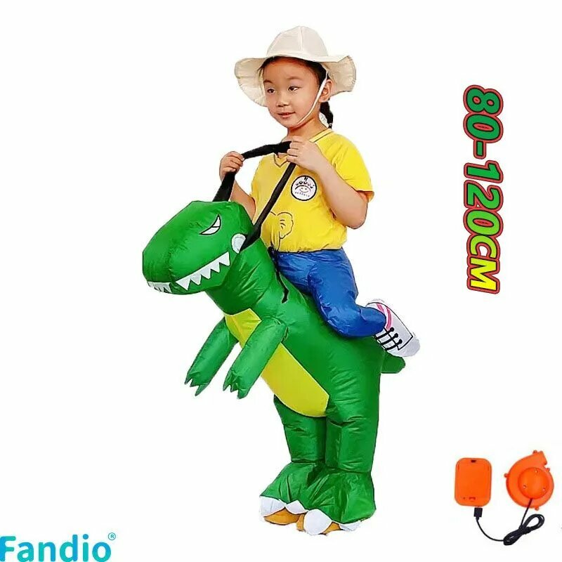 Костюм карнавальный "Динозавр", салатовый, унисекс, с воздуходувкой