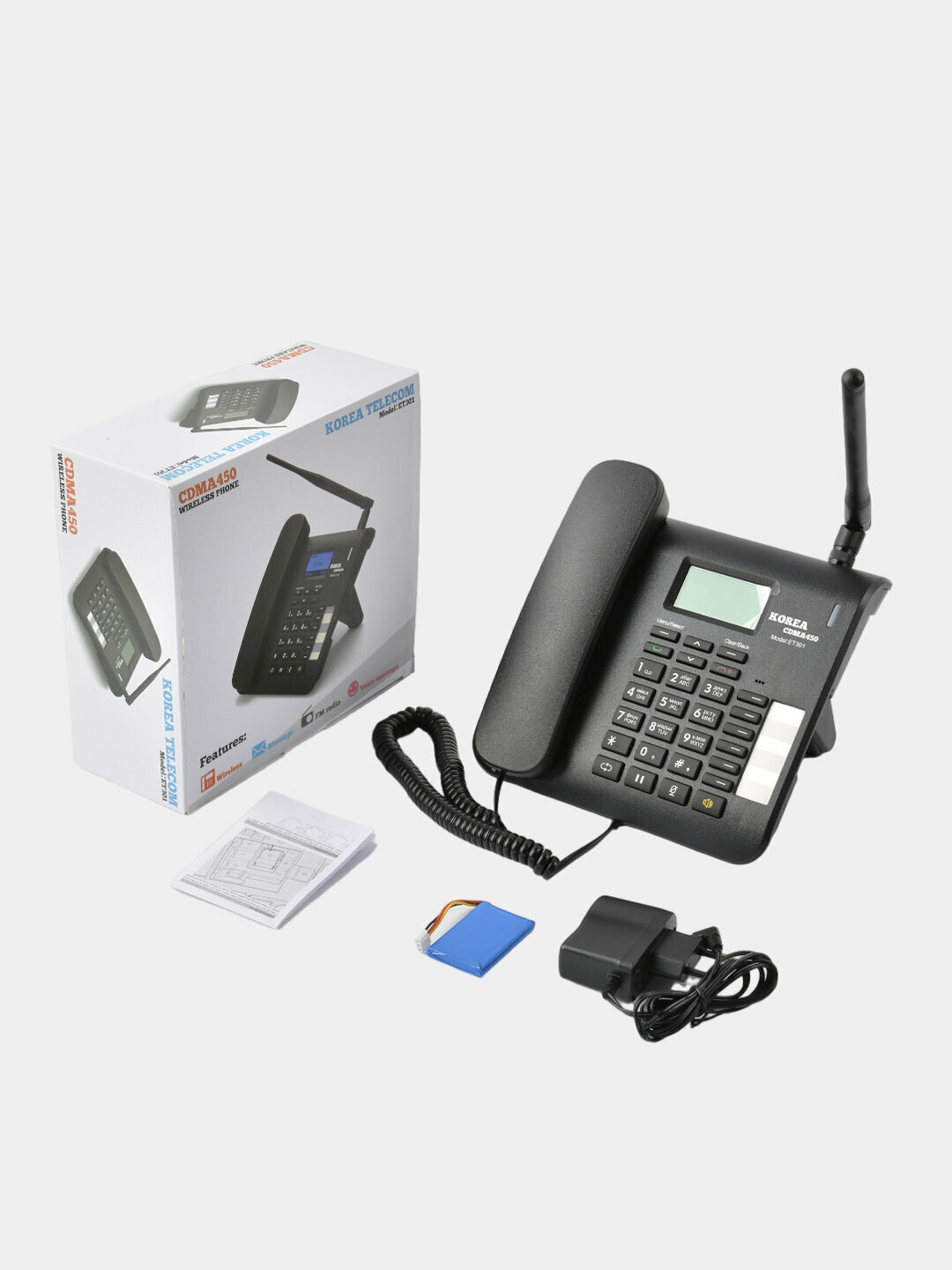 Телефон стационарный беспроводной Korea Telecom CDMA Uztelecom ET301, ЖК-дисплей, 2,4", 1200 мА/ч