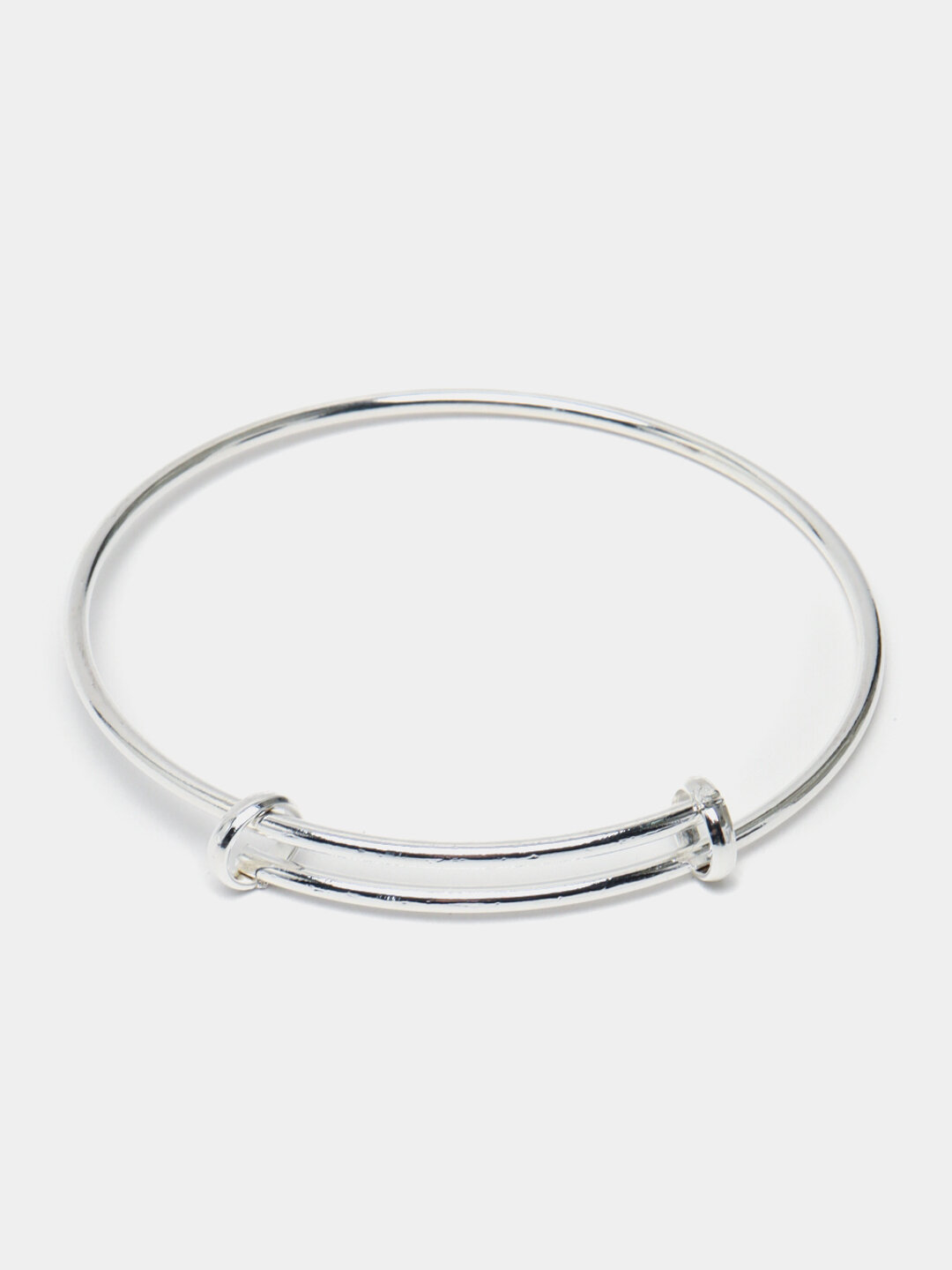 Жесткий браслет, 1 шт., размер 6 см, размер XL, диаметр 6 см, серебряный — фото 1